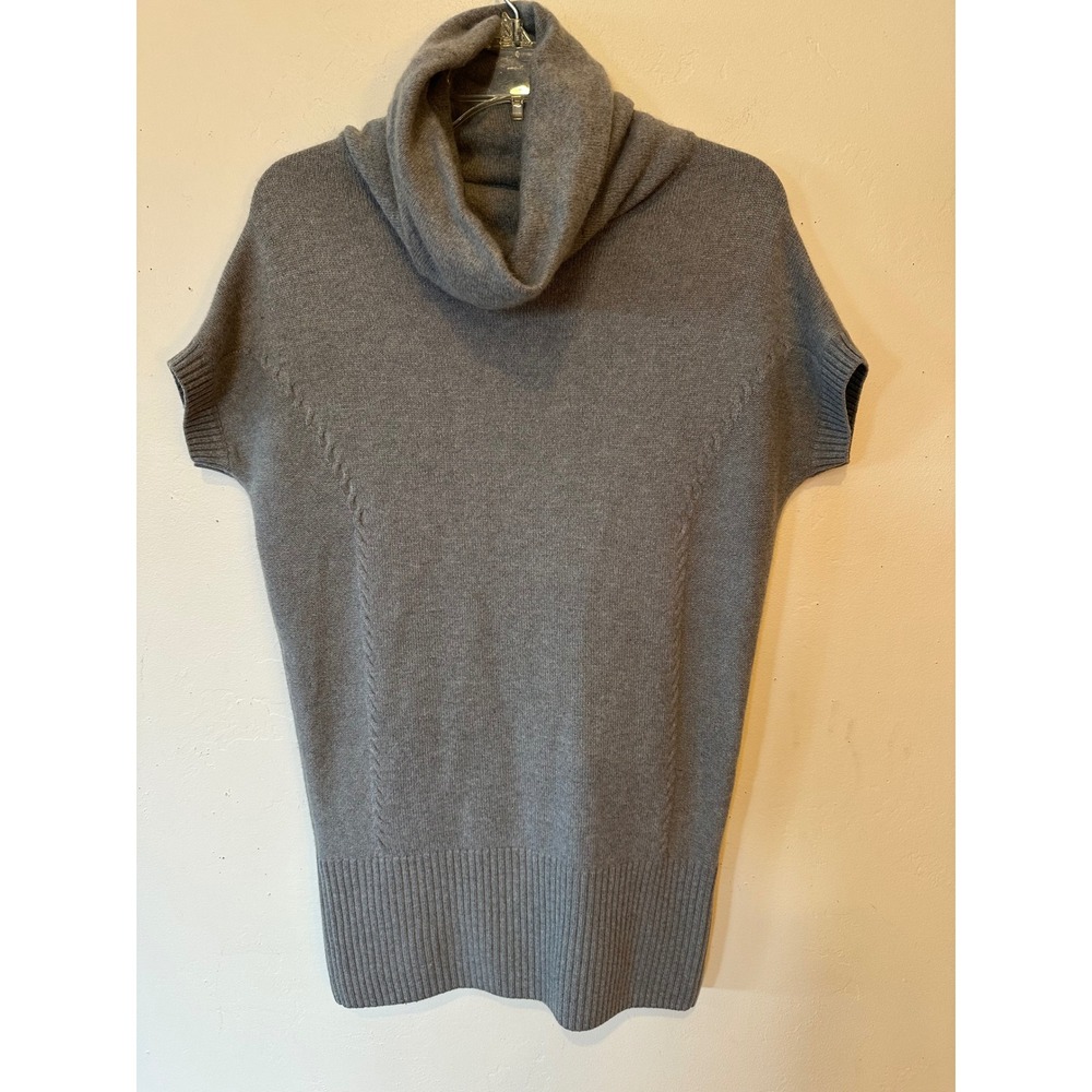 Spring Bamboo 100% Goat Cashmere Gray Cowl Neck Short Sleeve Sweater